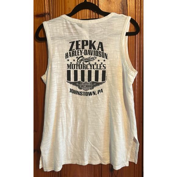 Harley Davidson women’s white/black tank biker motorcycle size medium - Picture 2 of 3